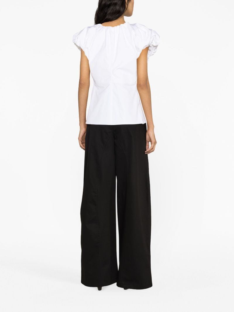 White Puff-sleeve Cotton Top