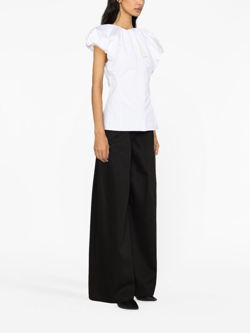 White Puff-sleeve Cotton Top