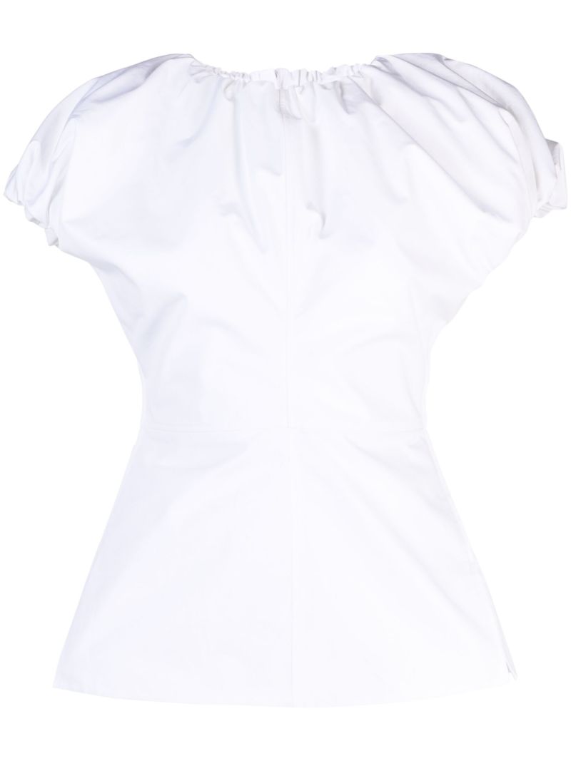 White Puff-sleeve Cotton Top