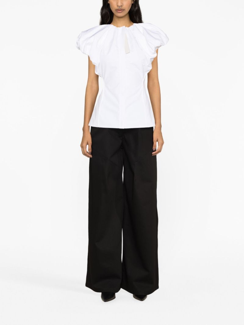 White Puff-sleeve Cotton Top