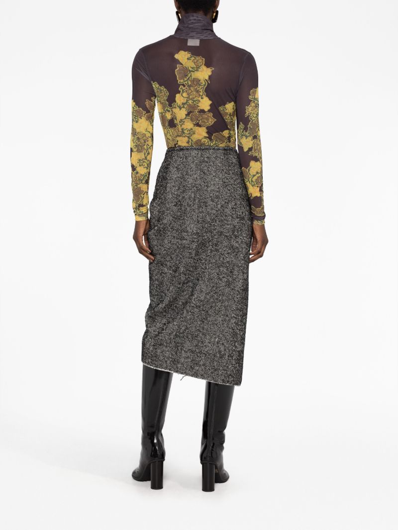 Black Floral-print Mesh T-shirt