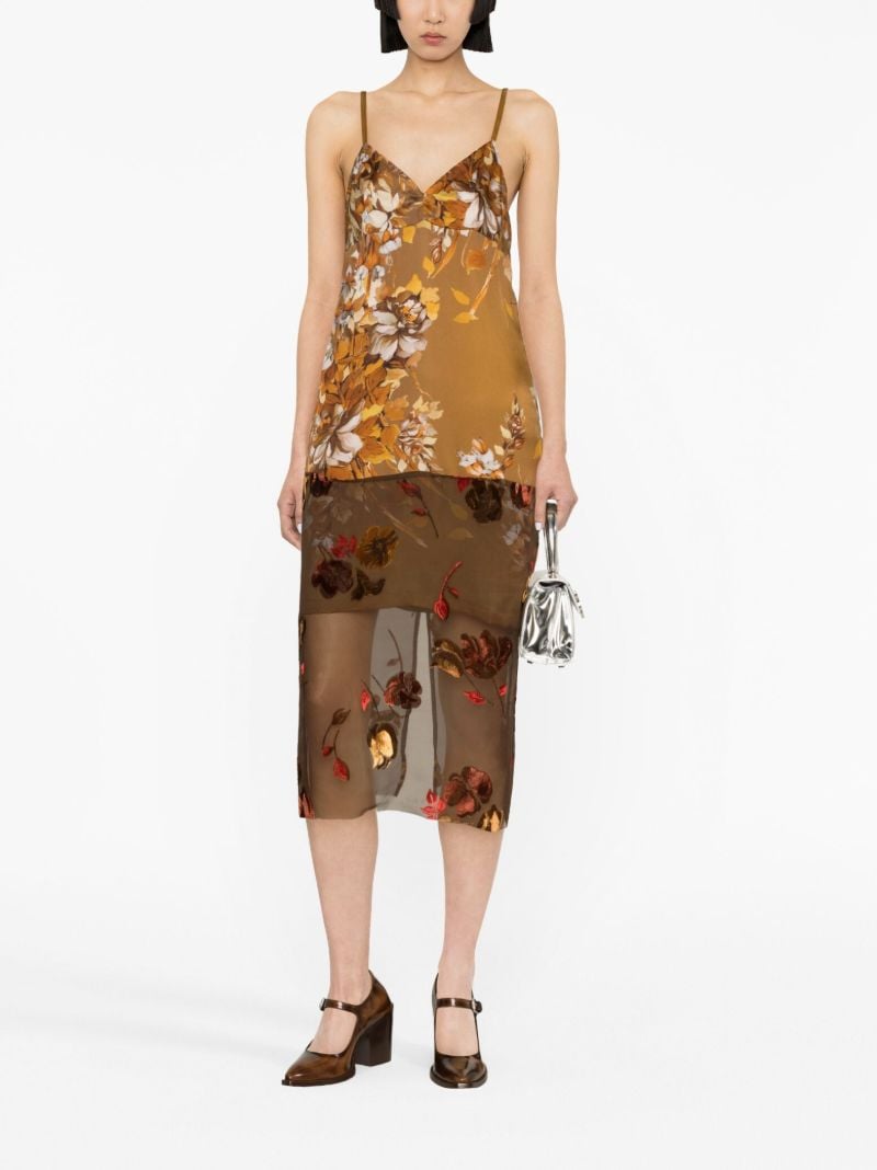 Brown Damiana Floral-print Slip Dress