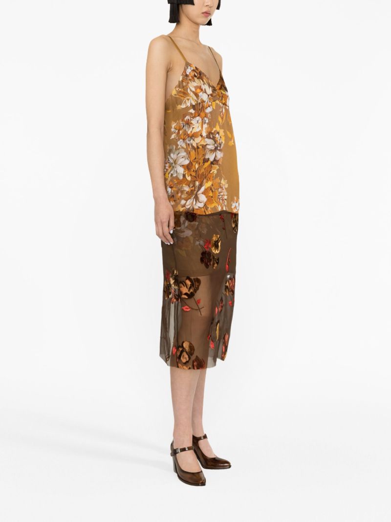 Brown Damiana Floral-print Slip Dress