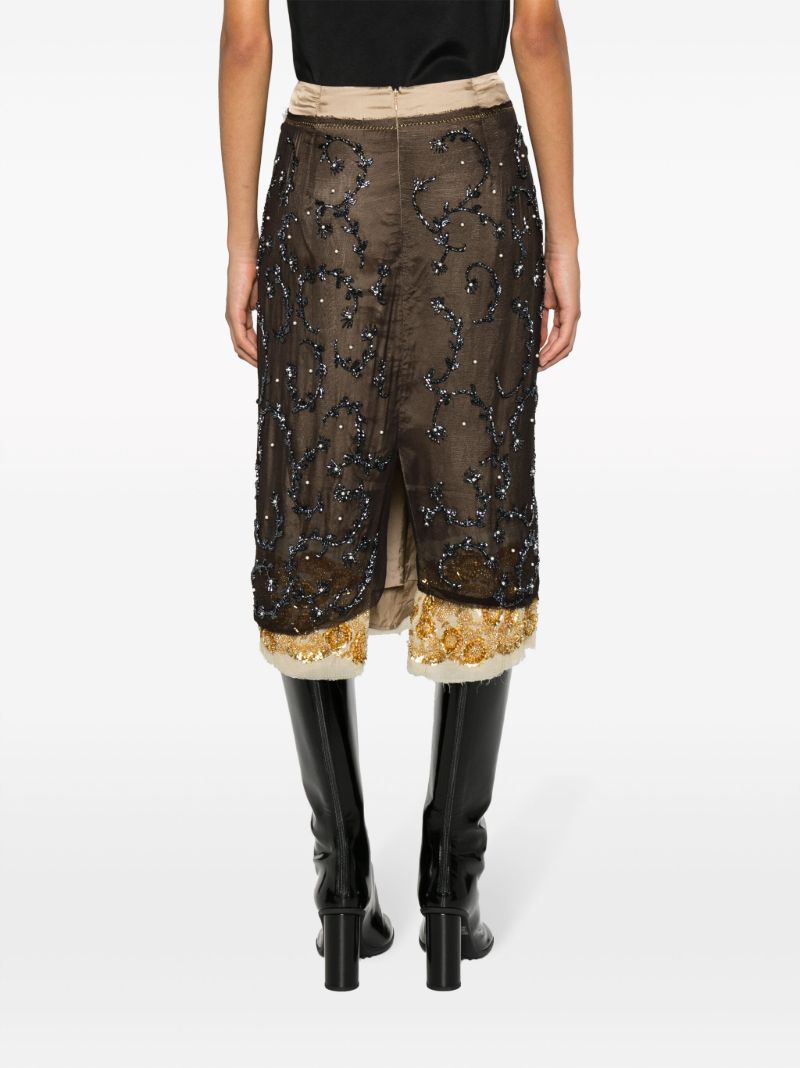 Brown Soline Bead-embellished Midi Skirt