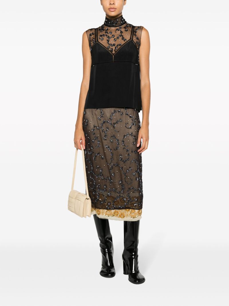 Brown Soline Bead-embellished Midi Skirt