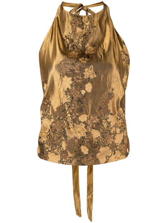 Gold-tone Cyntias Halterneck Blouse
