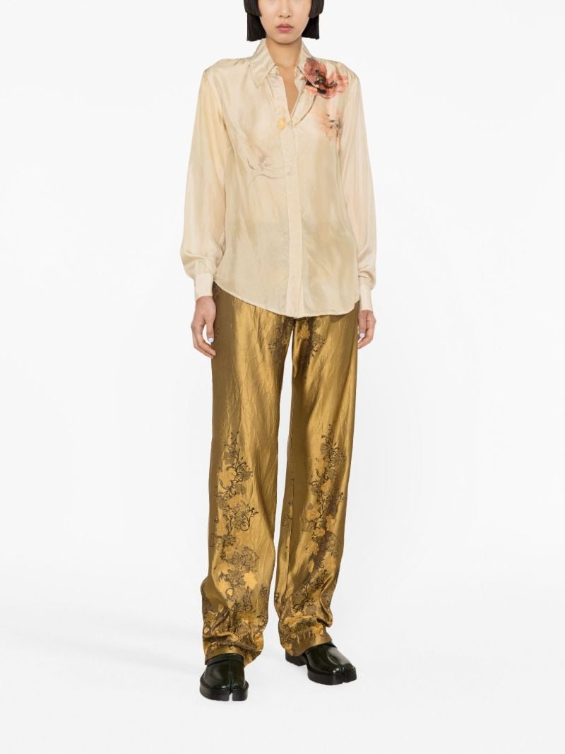 Neutral Chowy Floral-print Silk Shirt
