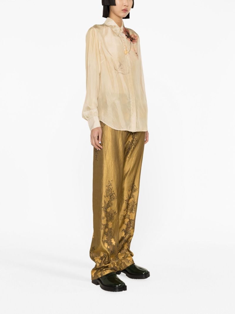 Neutral Chowy Floral-print Silk Shirt