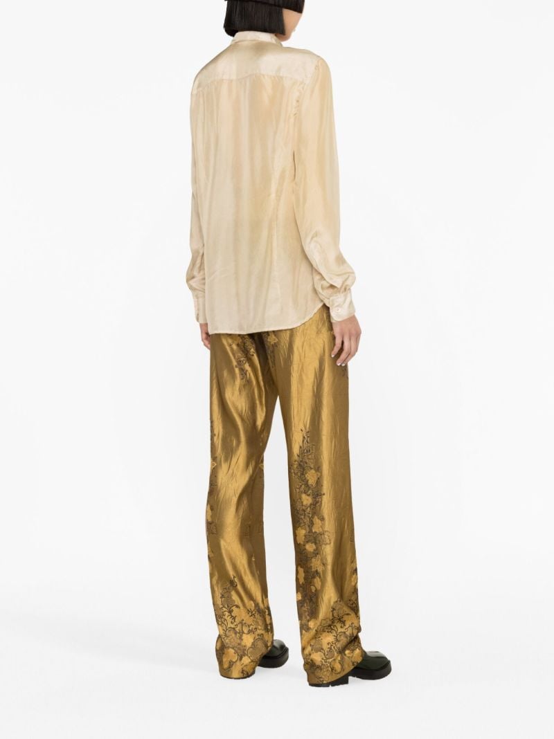 Neutral Chowy Floral-print Silk Shirt