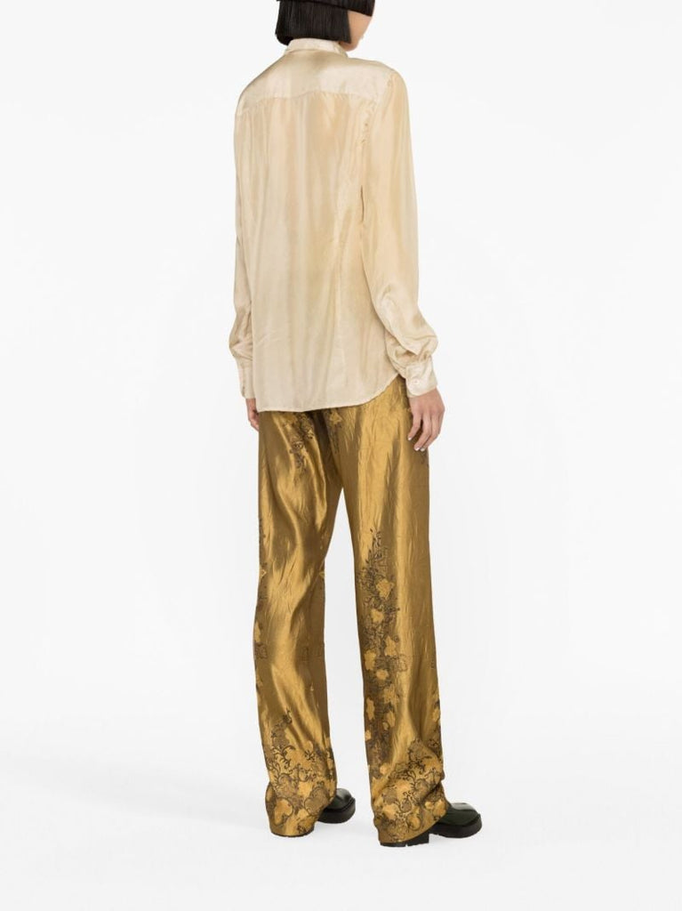 Neutral Chowy Floral-print Silk Shirt
