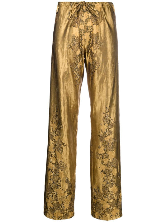 Gold-tone Floral-jacquard Trousers