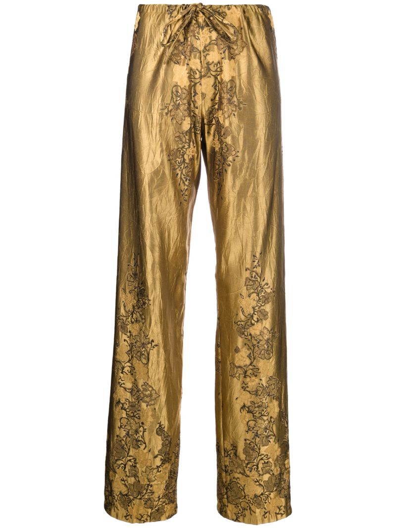 Gold-tone Floral-jacquard Trousers