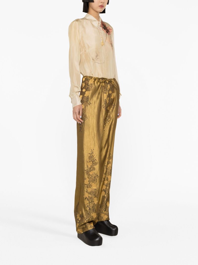 Gold-tone Floral-jacquard Trousers