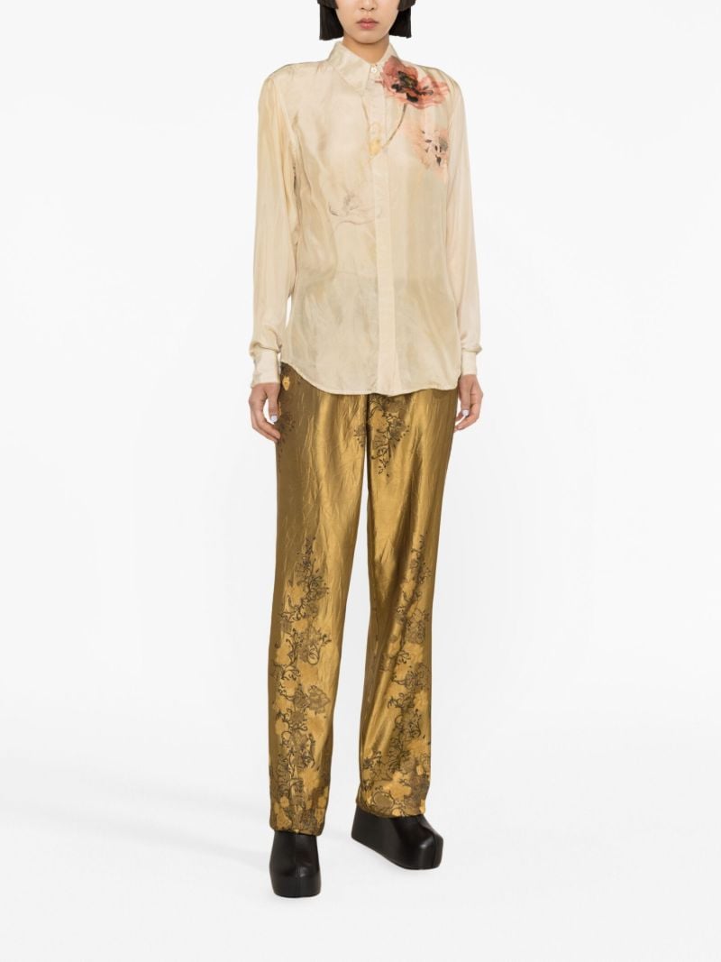Gold-tone Floral-jacquard Trousers