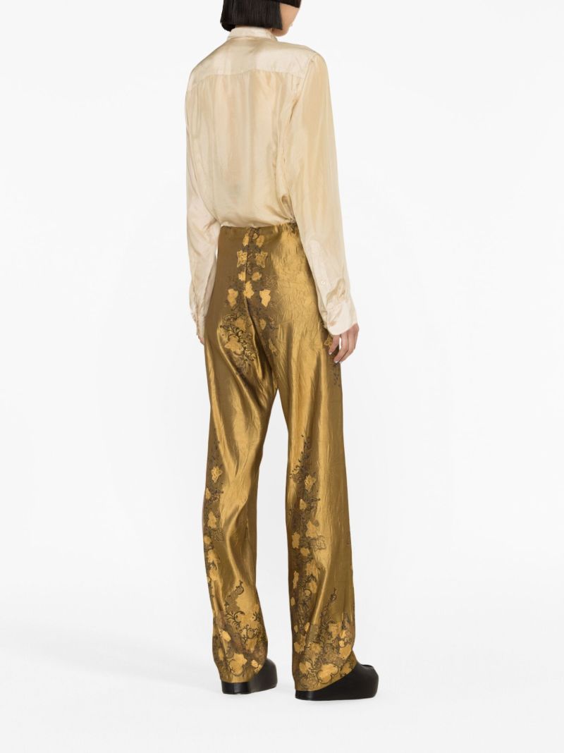 Gold-tone Floral-jacquard Trousers