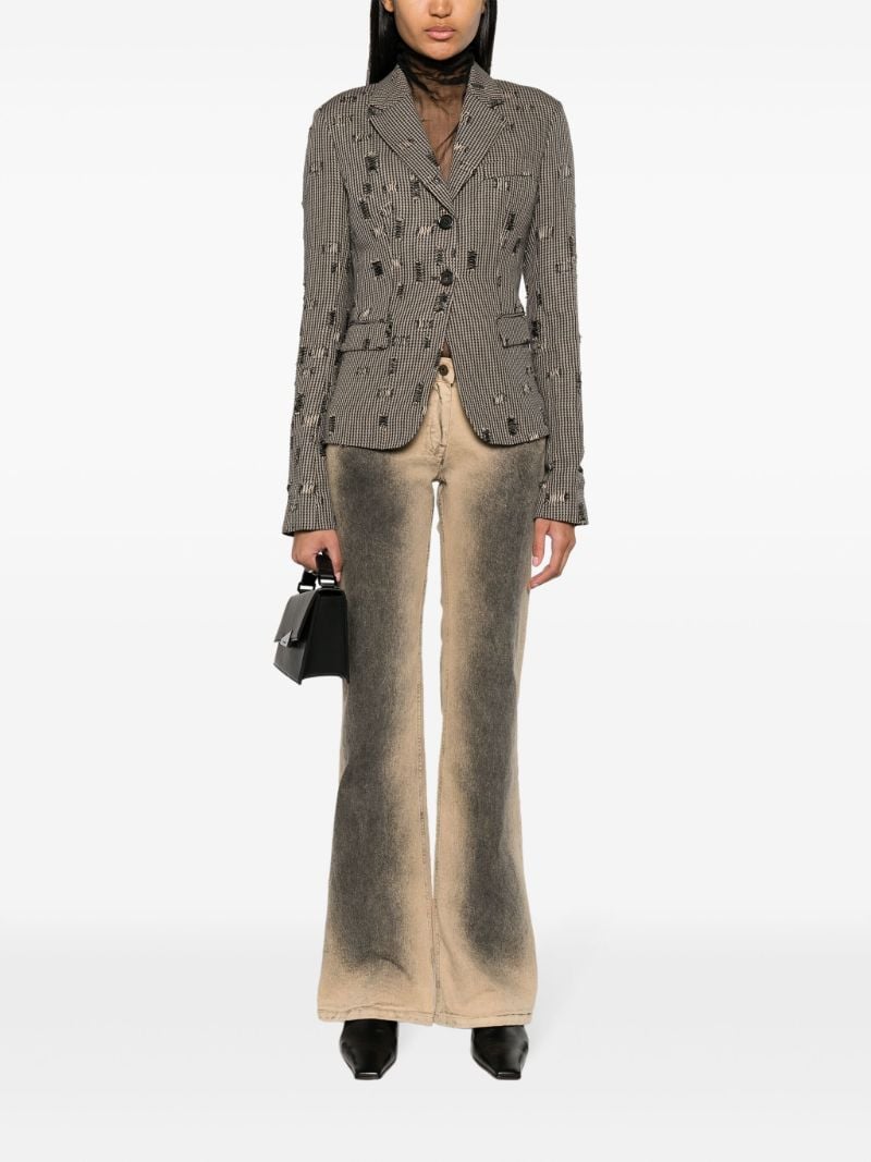 Neutral Distressed Houndstooth Blazer