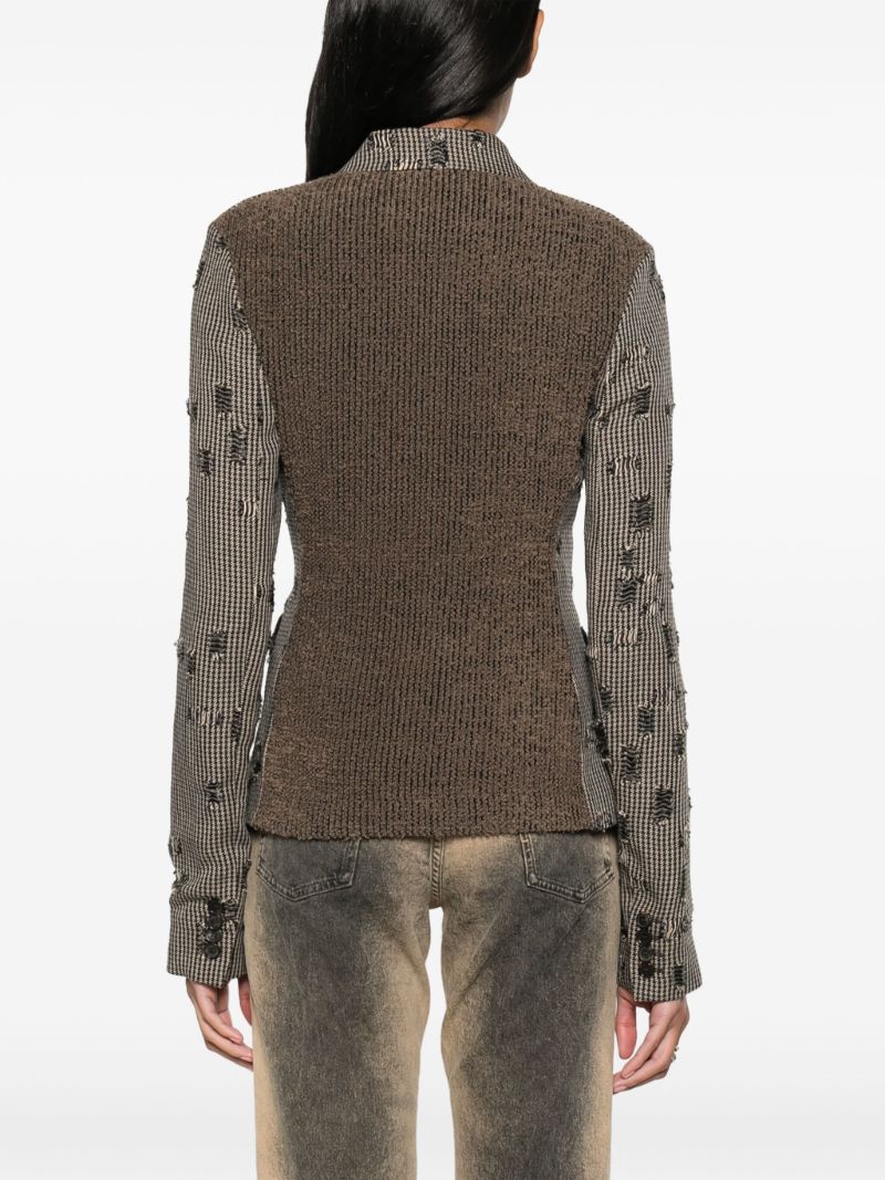 Neutral Distressed Houndstooth Blazer