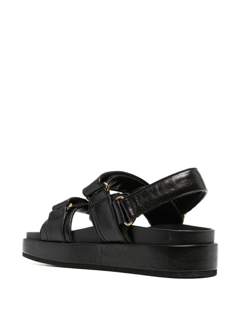 Black Kira Leather Sandals