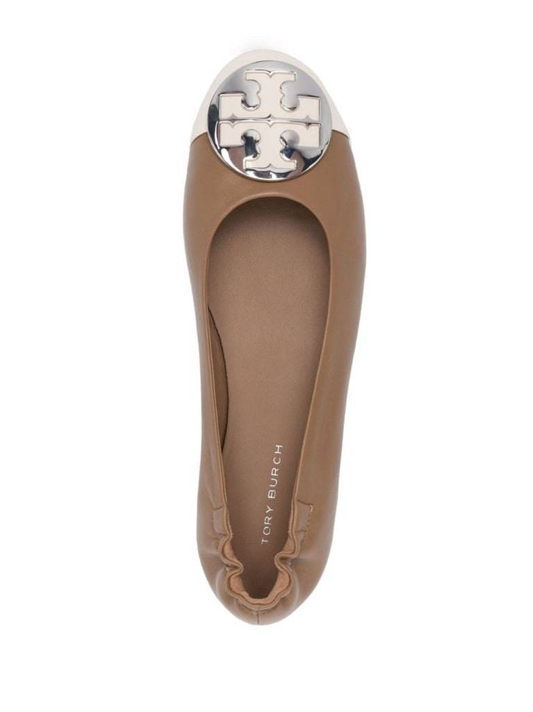 Brown Claire Leather Ballerina Shoes