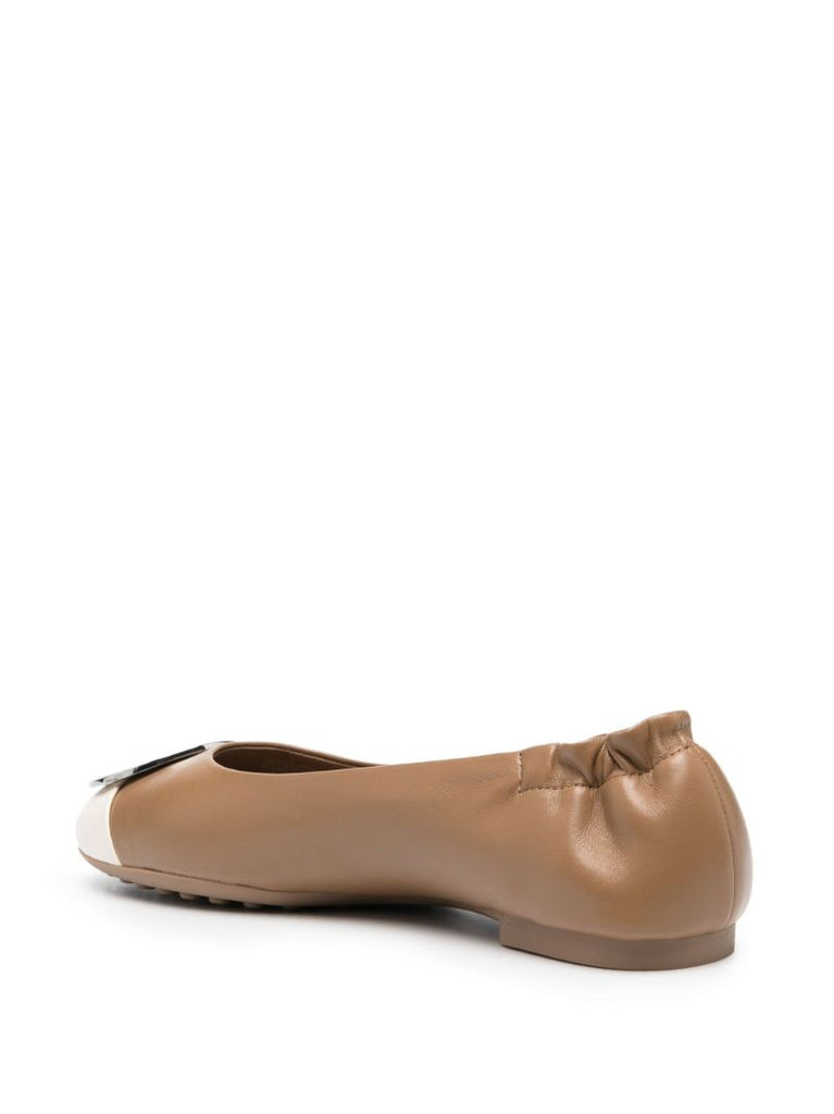 Brown Claire Leather Ballerina Shoes
