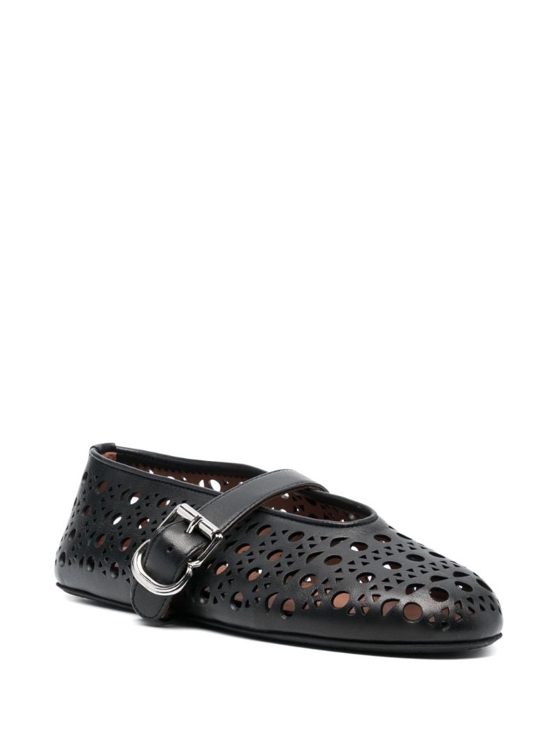 Black Vienne Leather Ballerina Shoes
