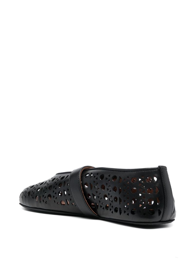 Black Vienne Leather Ballerina Shoes