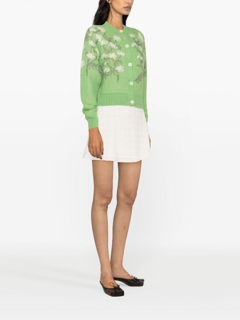 Green Claudia Floral-intarsia Wool Cardigan