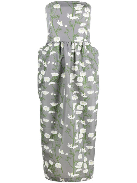 Grey Lena Floral-print Midi Dress