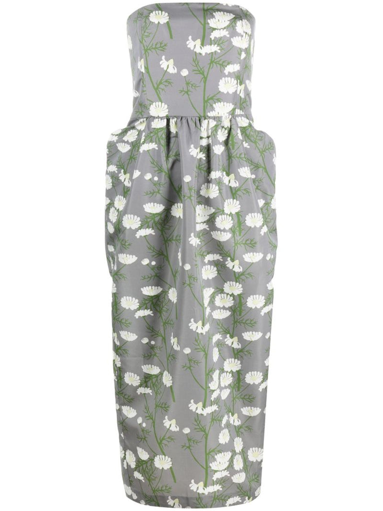 Grey Lena Floral-print Midi Dress