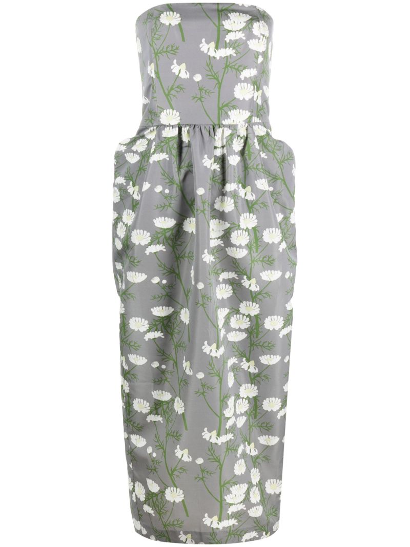 Grey Lena Floral-print Midi Dress