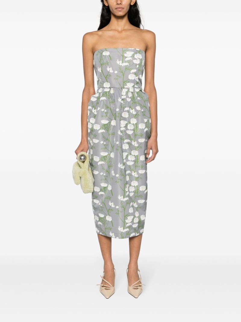 Grey Lena Floral-print Midi Dress