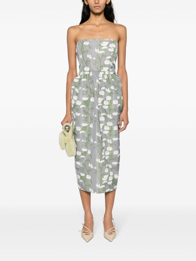 Grey Lena Floral-print Midi Dress