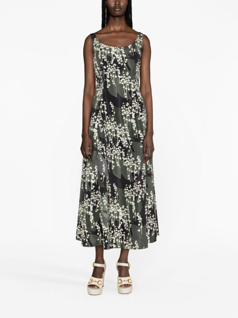 Maudette Floral-print Sleeveless Midi Dress