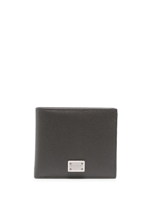 Grey Leather Bi-fold Wallet