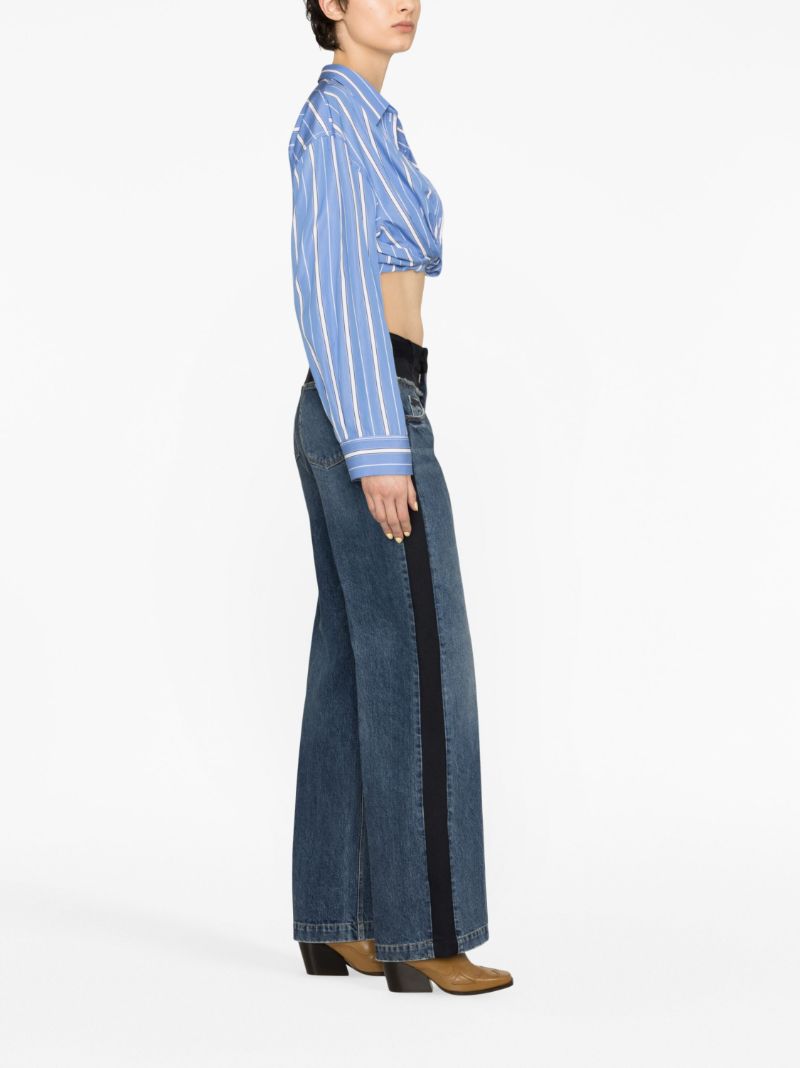 Blue Straight Leg Panelled Jeans