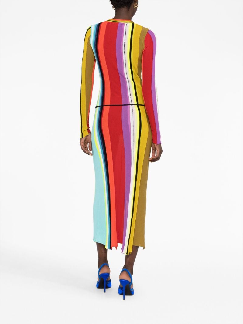 Red Striped Knitted Midi Dress