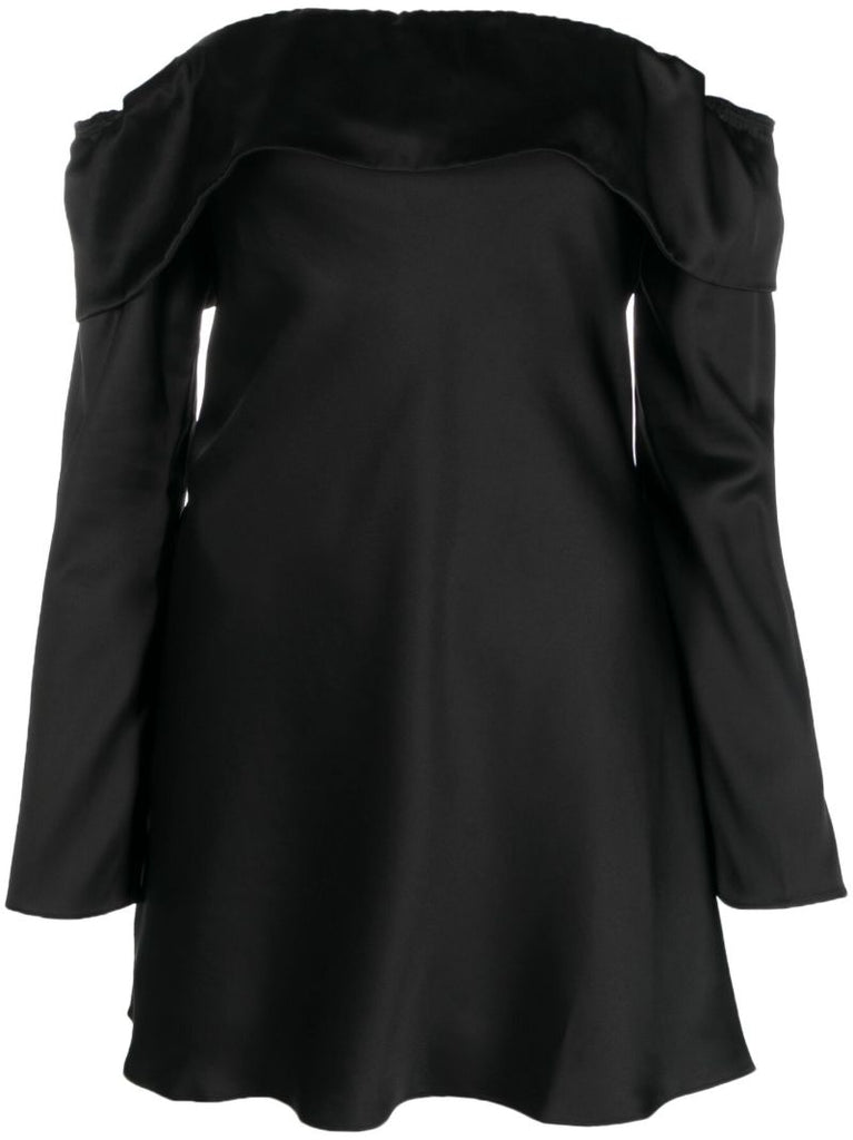 Black Maves Off Shoulder Satin Mini Dress