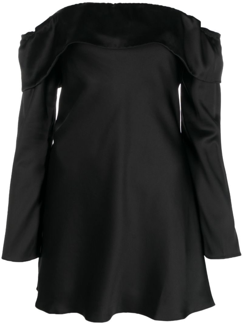 Black Maves Off Shoulder Satin Mini Dress