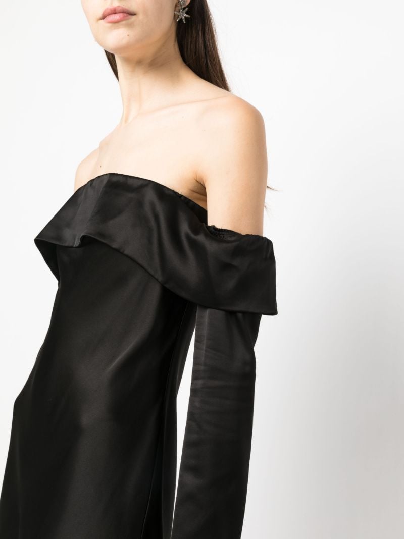 Black Maves Off Shoulder Satin Mini Dress