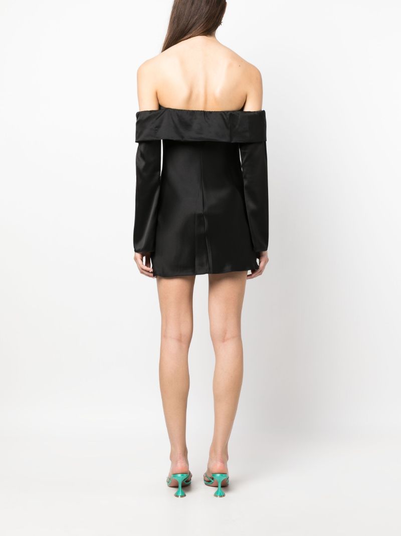 Black Maves Off Shoulder Satin Mini Dress