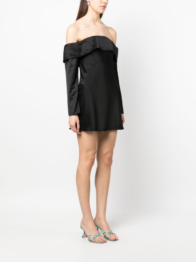 Black Maves Off Shoulder Satin Mini Dress