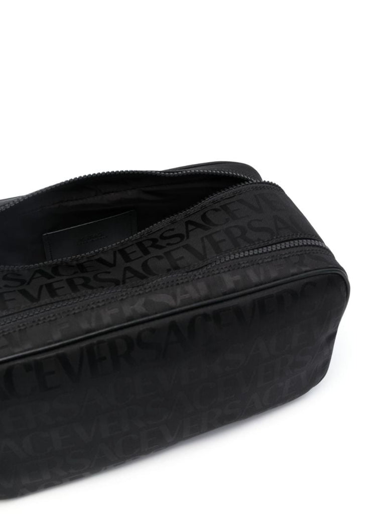 Black Allover Print Wash Bag