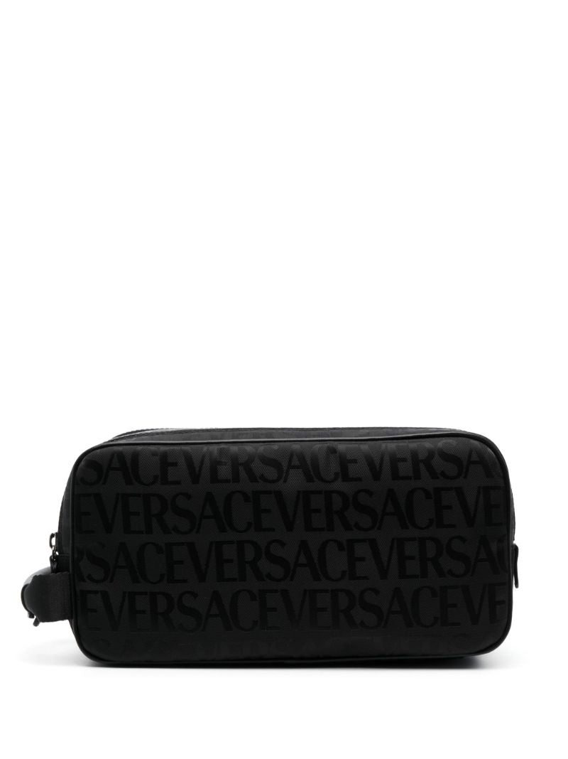 Black Allover Print Wash Bag