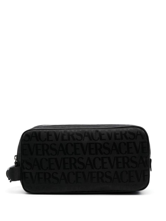 Black Allover Print Wash Bag