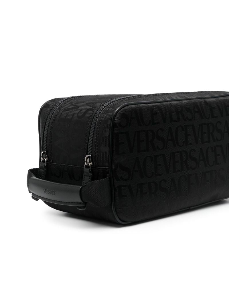 Black Allover Print Wash Bag