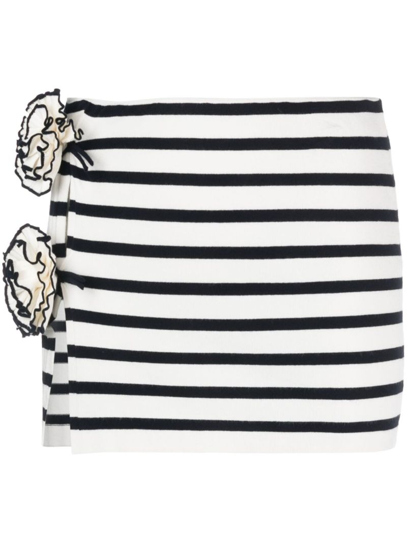 White the Blue Flower Sailor Striped Skirt