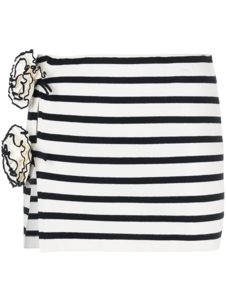 White the Blue Flower Sailor Striped Skirt