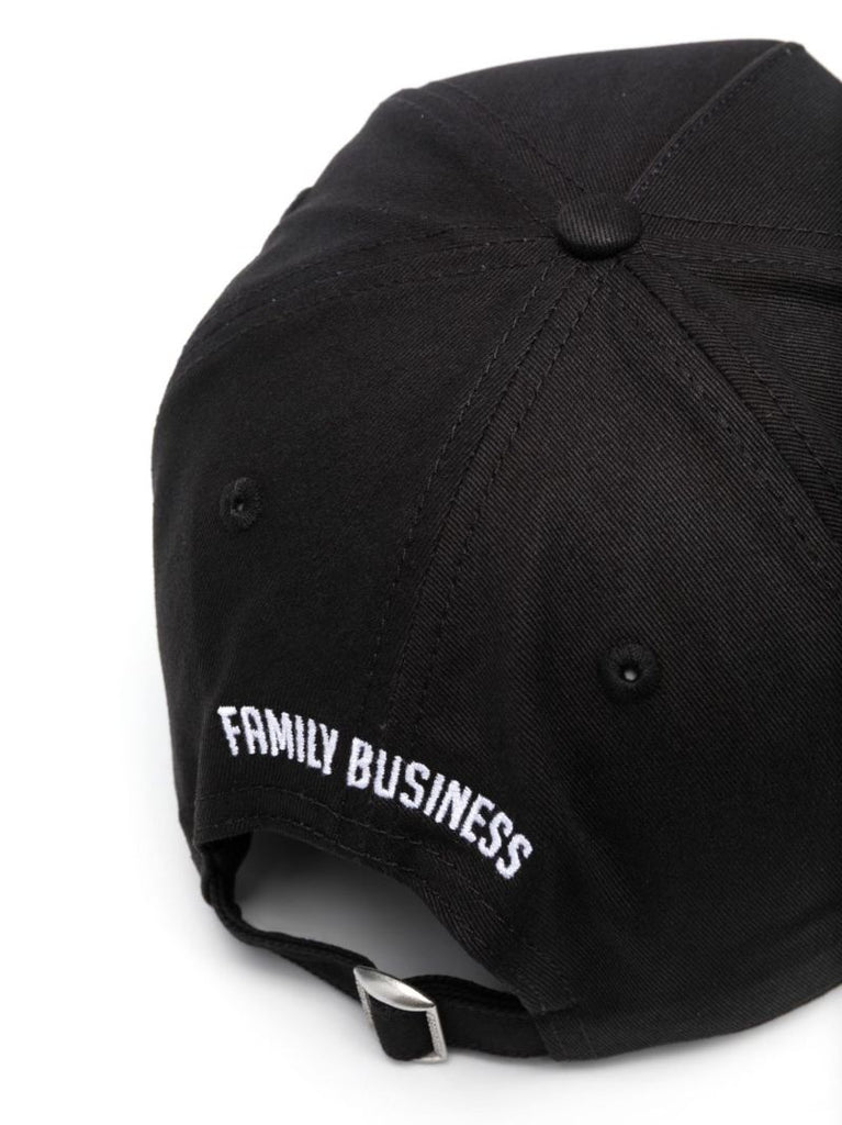 Black Logo Print Cotton Cap