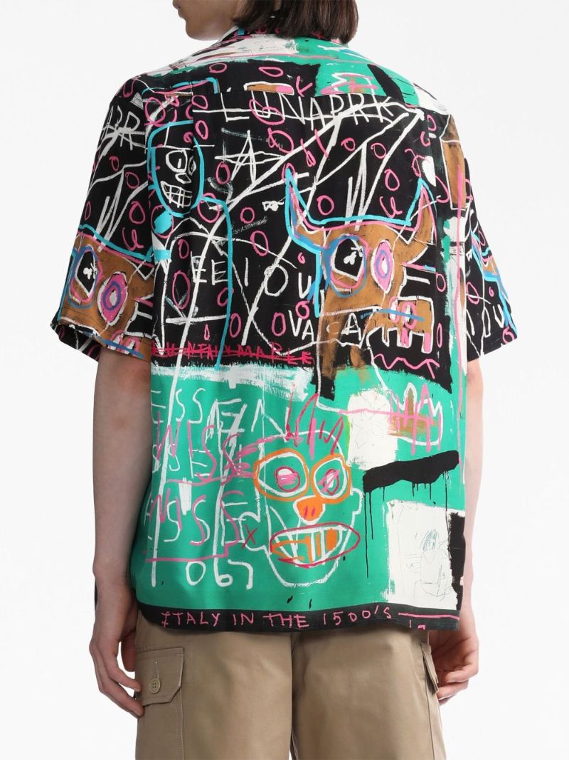 X Jean-michel Basquiat Black Paint-print Shirt