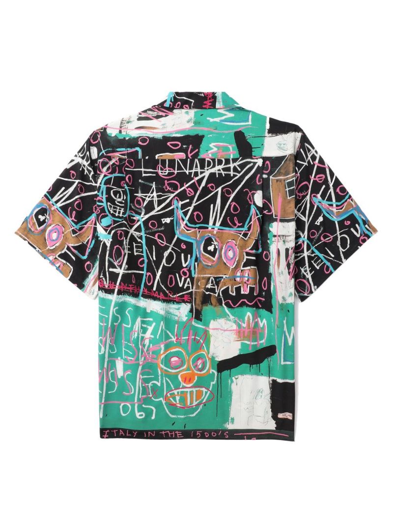 X Jean-michel Basquiat Black Paint-print Shirt